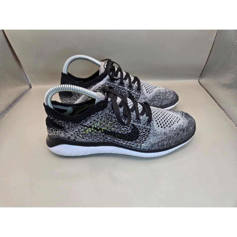 Nike Free RN Flyknit 2018 Oreo Shoes Women's 7.5 Black Running Athletic Sneakers